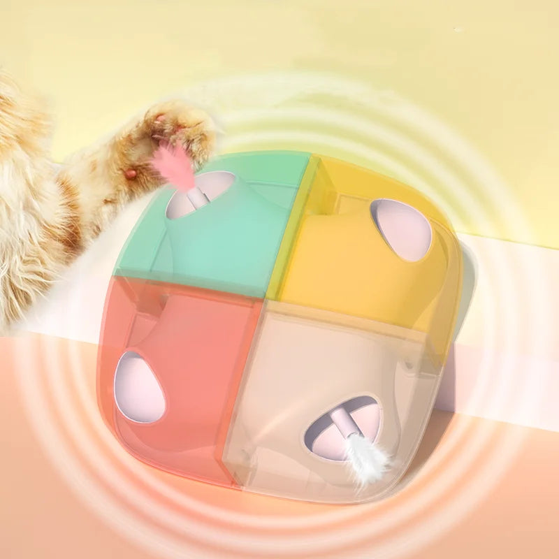 Cat Toys 2023 New Automatic 4 Holes Feather Interactive Smart Cat Toys For Indoor Pets Playing