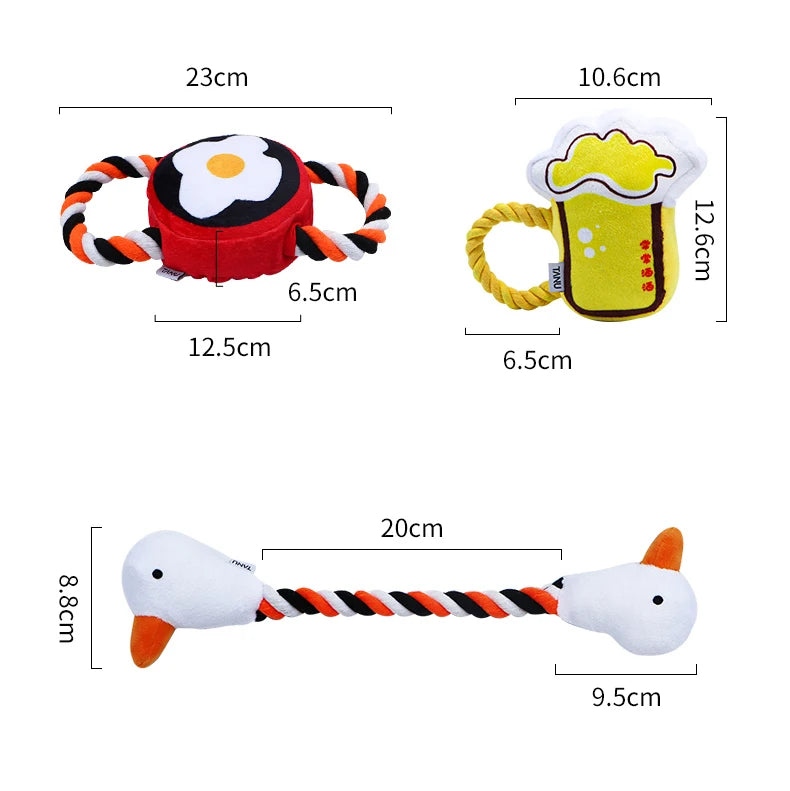 New Stuffed Squeaky Duck Durable Fillable Dog Chew Toy Soft Plush Interactive Dog Rope Tug Toys For Aggressive Chewers