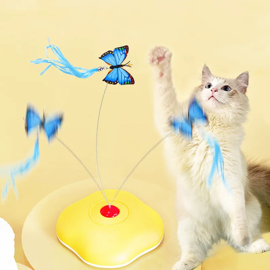 Interactive Cat Teaser Automatic Toy Catnip Flutter Bug Cat Wand Toy Cat Fun Playing Kitten Toys