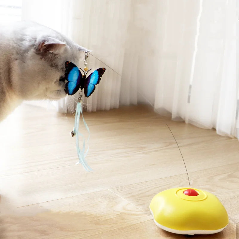 Interactive Cat Teaser Automatic Toy Catnip Flutter Bug Cat Wand Toy Cat Fun Playing Kitten Toys